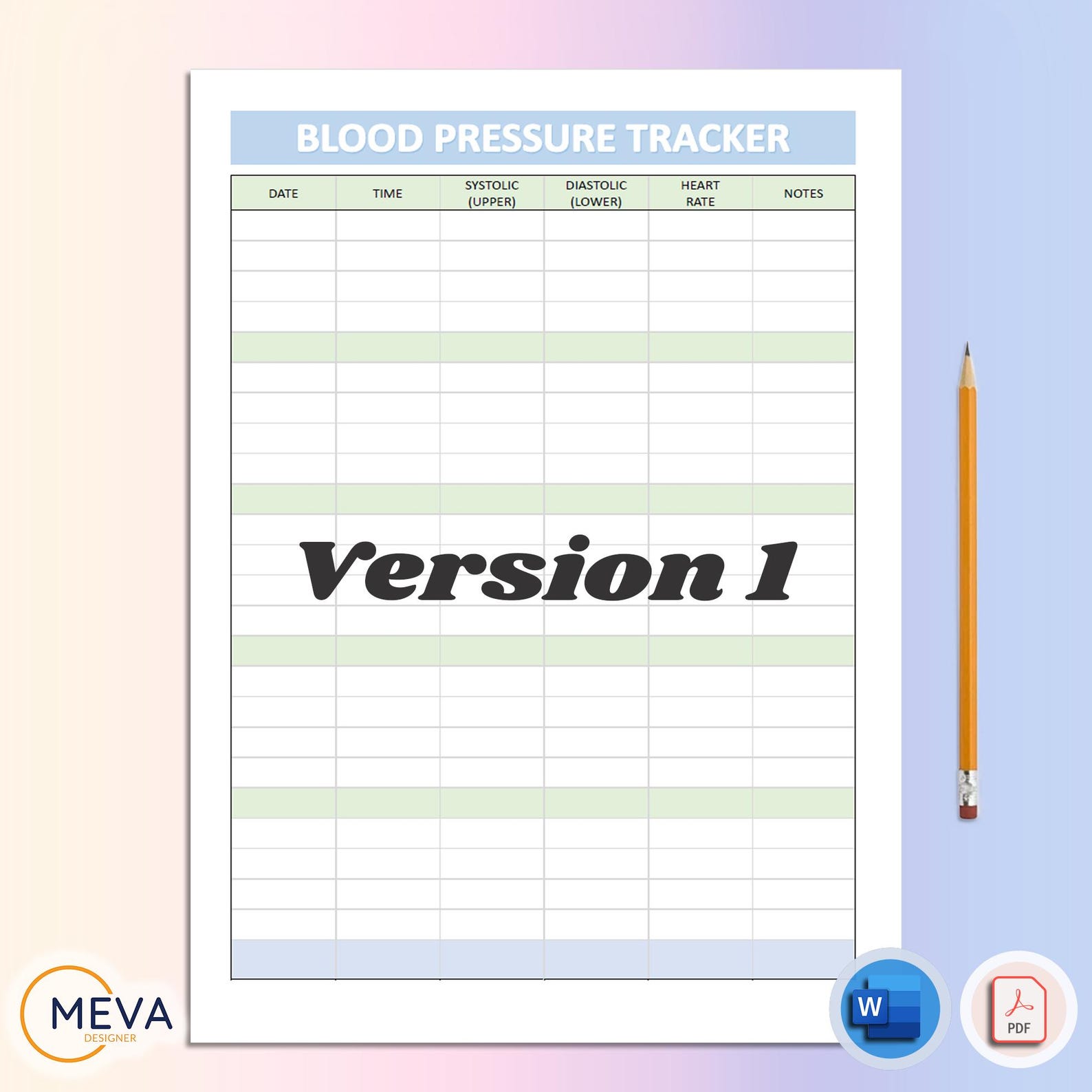 Daily Weekly Blood Pressure Tracker Printable, A4 Health Log (editable ...