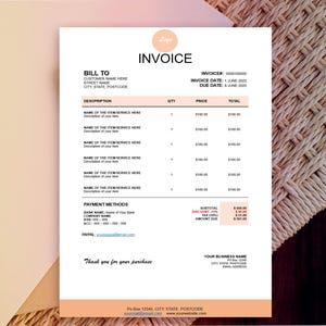 Invoice Template Word and Excel, Small Business Billing Form, Printable Invoice, Editable Sheet, Auto Calculation Invoice Spreadsheet