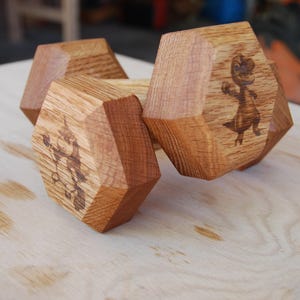 Personalized Wood Toy Dumbbell