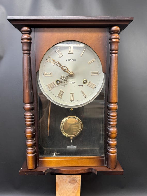 AIKOSHA 木製掛時計 30日巻き Vintage AIKOSHA 31 Day Wall Clock Chime - Etsy