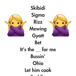 Banned Words and Phrases BrainRot Prohibited For Teacher Classrooms Skibidi Rizz Gyatt Mewing Bussin' Ohio Sigma