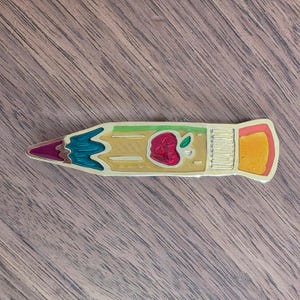 Vintage appelpotlood leraar emaille pins broche reversspeld terug naar school cadeau