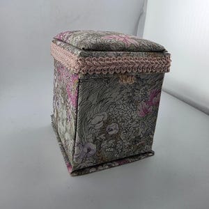 Vintage Floral Fabric Covered Exploding Box Keepsake Photo Album Memory Box