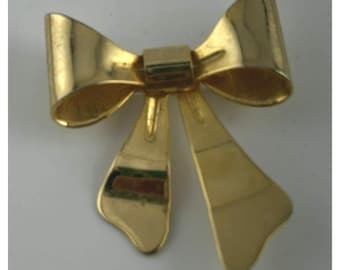 Broche vintage avec nœud et ruban dorés Coquette Cottage