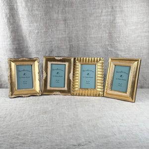 Set of 4 Gold Mini Picture Frames, Recollections Holson Burnes Ornate 2x3