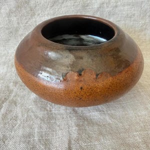 Vintage Studio Pottery Bowl Small Ceramic Catchall Brown Glaze Dish