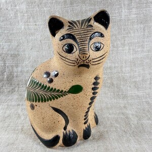 Vintage mexikanische Keramik Katze Figurine handbemalte Volkskunst Keramik