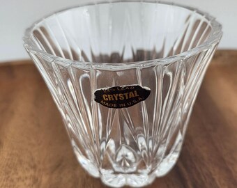 24% Lead Crystal Vase Made in USA Clear Glass Ribbed Design Decor