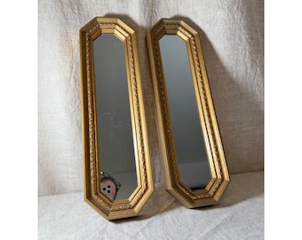 Vintage Gold Octagon Wall Mirrors, Pair of Hollywood Regency Accent Mirrors