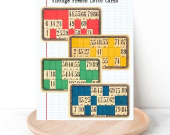 Vintage French Lotto Cards - Printable Ephemera (Digital Download)