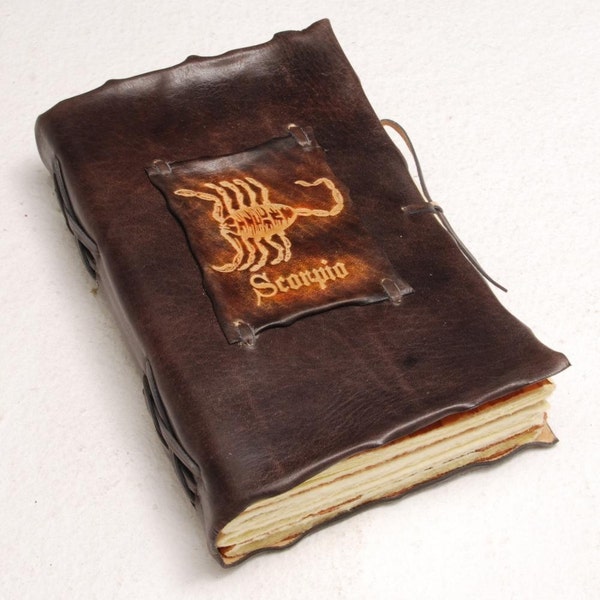 Scorpio Horoscope Leather Book. Beautiful Dark Brown