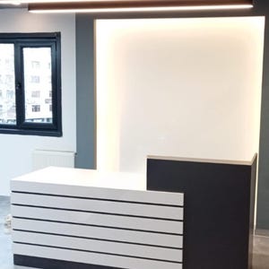 Custom Modern Reception Desk, Modern Furniture, Office Desk,Rustic Wooden Reception Desk - Made to Order & Fully Customizable