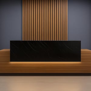 Custom Modern Reception Desk:Led, Minimalist MDF Podium, Custom Color