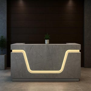 Minimalist White Reception Desk: Custom Salon & Spa Furniture Led Reception Desk