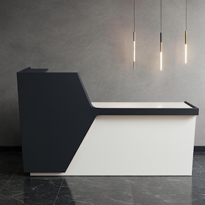 Custom Modern Reception Desk: Lockable Drawers, Minimalist Design