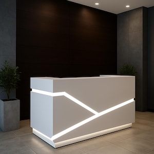 Custom Modern Reception Desk: Minimalist MDF Podium Counter, Led Reception Desk