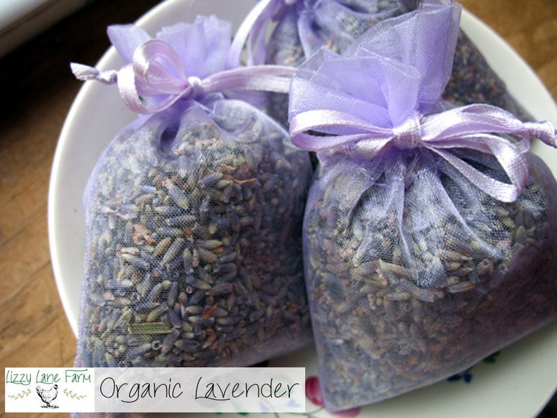 Set of 20 Lavender Sachets made with Royal Blue Organza Bags