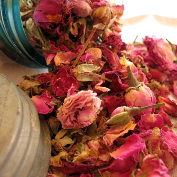 Organic Pink Rose Buds and Petals dried herb 1 ounce free shipping when ordered with another item