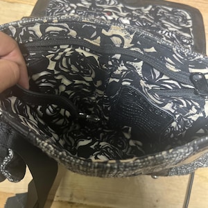 BRIGHTON Julliete Tweed Black Patent Leather Floral Bow Chain Purse E794062 image 11