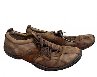 Sapatos Oxford casuais masculinos Born, em couro marrom com cadarço, tamanho 10,5 US.