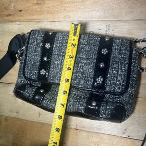 BRIGHTON Julliete Tweed Black Patent Leather Floral Bow Chain Purse E794062 image 12