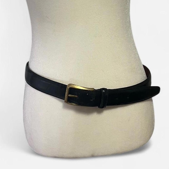 Coach Vintage made USS Leather Belt with Gold Buckle medium Vintage Coach Black Leather Belt: Solid Brass Buckle, Made  main image 4