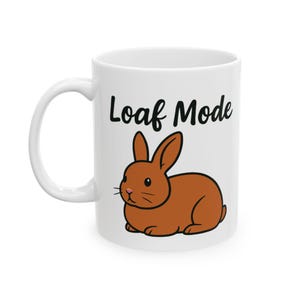 BUNNY COFFEE MUG, Loaf Life, New Zealand Bunny Mug, Orange Bunny Mug, Rabbit Coffee Cup, Bunny Mama Gift, Bunny Loaf Mug