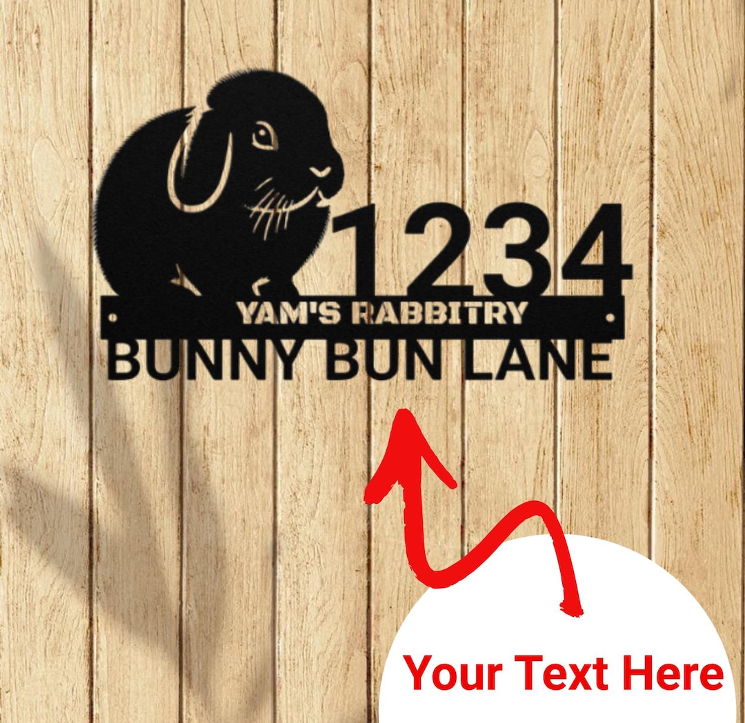 Lop Sign Custom Holland Lop Bunny Metal Sign: Personalized Rabbitry Address ...