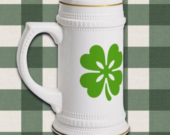 St. Patrick's Day ölsten: Shamrock irländsk keramikmugg