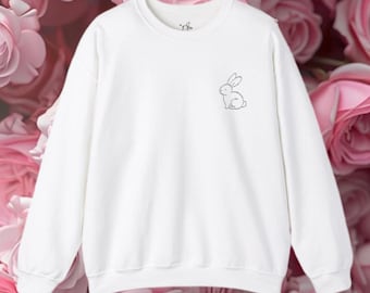 Sudadera con conejito bordado: jersey de conejo de mezcla de algodón