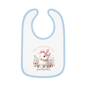 Personalized Easter Baby Bib: Some Bunny Loves You, Custom Name