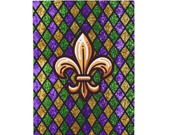 Aksamitny koc Fleur de Lis: Rzut Mardi Gras NOLA
