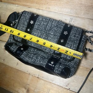 BRIGHTON Julliete Tweed Black Patent Leather Floral Bow Chain Purse E794062 image 13