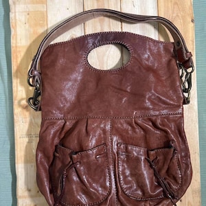 Süße Y2K Lucky Brand Slouchy Braune Leder Boho Chic Western StyleUmhängetasche