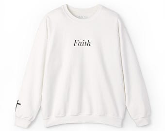 Embroidered Faith Sweatshirt for Women, Minimalist Christian Crewneck, Neutral Aesthetic Cozy Pullover, Quiet Luxury, Encouragement Gift