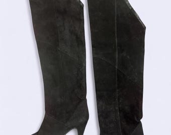 Nine West Starlight Black Suede Thigh High Heel Boots Women 5.5 M Made in Brazil
