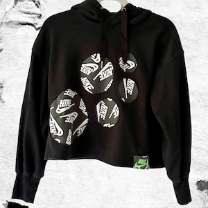 Reworked Upcycled Sweatshirt, Reworked Cropped Hoodie, Unique Sweatshirt, Thrifted Materials Hoodie, Designer Sweatshirt, AXS/S