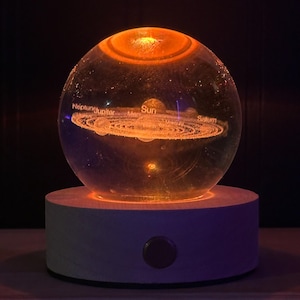 Custom Blue Galaxy Glass Ball Light, Personalized Planet Night Lamp, Engraved Sky Night Light, LED Star Table Lamp, Space Planet Desk Lamp