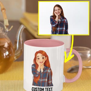 Custom Caricature Photo Mug, Caricature Mug, Valentine Gift, Gift For Her, Gift For Mom, Gift For Her, Custom Mug, Gift For Dad