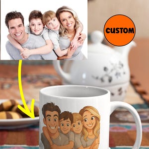 Custom Cartoon Photo Mug, Caricature Mug, Valentine Gift, Gift For Her, Gift For Mom, Gift For Her, Custom Mug, Gift For Dad