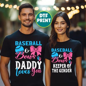 Custom Baseball or Bows Gender Reveal DTF Sheet, Custom DTF Transfers,  Gender Reveal, Direct to Film Transfer, Personalized Heat Print