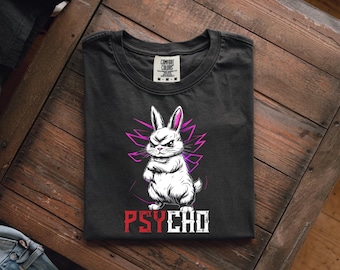 Camiseta de psicópata, camiseta de conejo, camiseta retro, camiseta de conejito divertido, camiseta "linda pero psicópata", camiseta gráfica de American Psycho, el regalo más genial