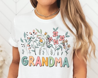 Camisa floral para abuela, sudadera para abuela, regalo para abuela, camisa para el Día de la Madre, regalo para abuela primeriza, sudadera con cuello redondo para abuela