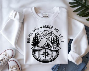 Not All Who Wander Are Lost Shirt, campingshirts, T-shirt berg, T-shirts wandelaar, shirt natuurliefhebber, campingcadeau, campershirt