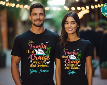 Camisetas personalizadas para familias y amigos que navegan juntos para siempre, camisetas para vacaciones familiares, camisetas para el equipo de cruceros y camisetas para la tripulación del crucero.