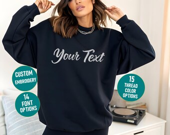 Individuell besticktes Sweatshirt, personalisierte Geschenke, besticktes Sweatshirt, Weihnachtsgeschenke, benutzerdefiniertes Hemd, Stickerei, benutzerdefinierte Hemden