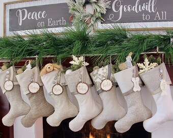 Gorgeous Neutral Christmas Stockings — Not Your Mother’s Silver and Grey!!! — Shipping Included!