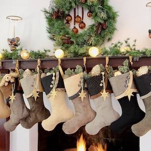 Rich and Sophisticated Brown, Gold & Black Christmas Stockings Shipping Included image 1