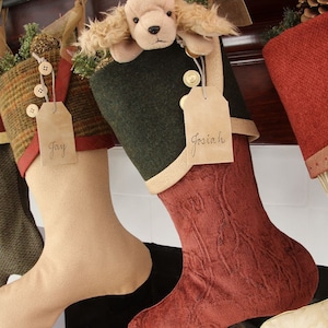 Deep Earthy Red & Green Christmas Stockings image 5