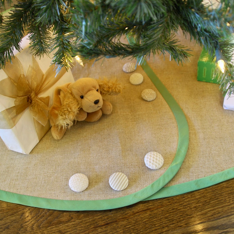 Extra Large LINEN Christmas Tree Skirt A Tailored Buttoned Etsy